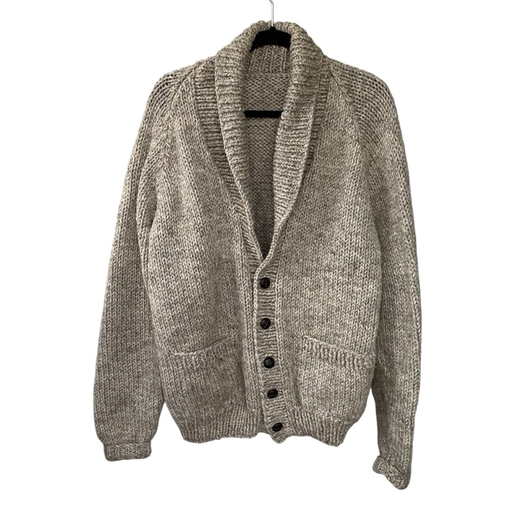 Men's Wool Cardigan Sweater Grey Large